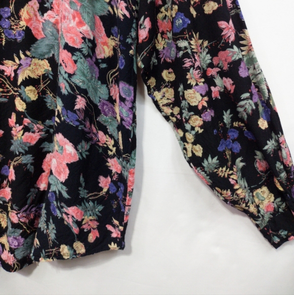 Vintage Whistles Floral Button Shirt Womens 40 Black Multicolor Retro Boho 90s - Picture 7 of 8